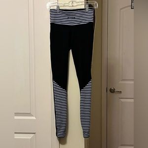 Lululemon Athletica Black and Purple Striped Leggings